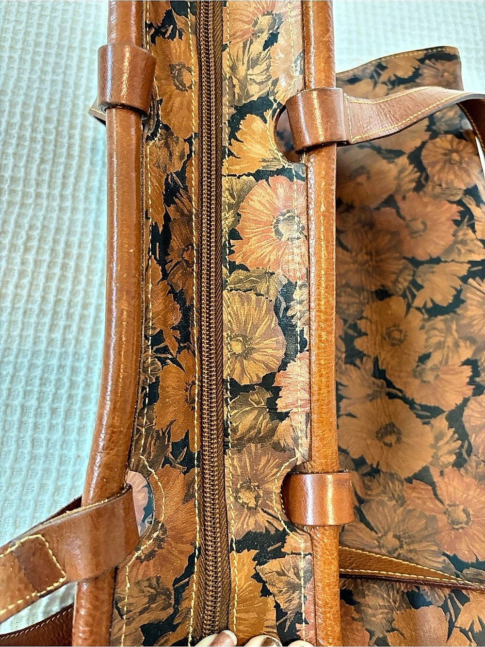 Vintage Furla Floral Tote in Brown & Black - Picture 4 of 8